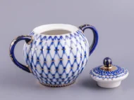 Sugar Bowl, 450 ml, Tulip Shape, Cobalt Net Pattern — view 3