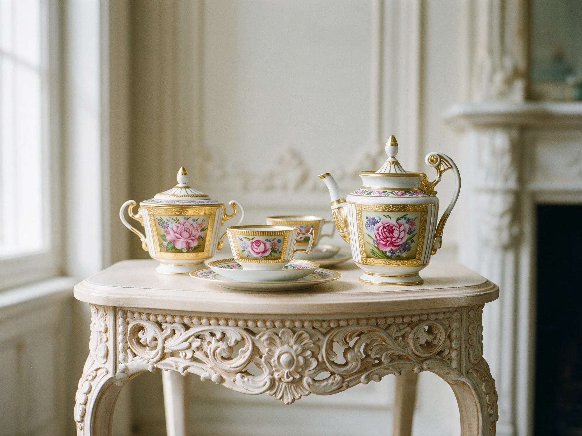 Hand-painted, gilded Imperial porcelain tea service