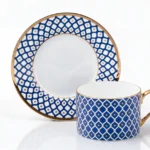 Cup and Saucer Idyll, Indigo, 250 ml – Lomonosov Imperial Porcelain, Bone China