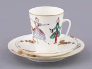 Coffee Cup, Saucer and Dessert Plate Set, 165 ml, May Shape, Ballet Cinderella Pattern — view 2