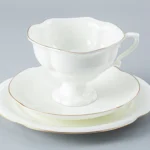 Teacup Trio Set Natasha, Golden Edge – Lomonosov Imperial Porcelain, Bone China