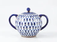 Sugar Bowl, 450 ml, Tulip Shape, Cobalt Net Pattern