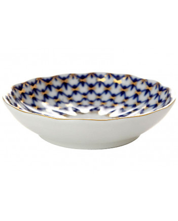 Lomonosov Imperial Porcelain Cobalt Net Jam Dish – Tulip Shape — view 2