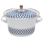 Lomonosov Imperial Porcelain Cobalt Net Soup Tureen