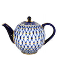 Tea Set for 6, 14 Pieces, Tulip Shape, Cobalt Net Pattern — view 3