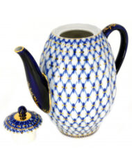 Coffee Pot, 1200 ml, Tulip Shape, Cobalt Net Pattern — view 3
