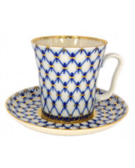 Mug with Saucer, 360 ml, Leningrad Shape, Cobalt Net Pattern — view 2