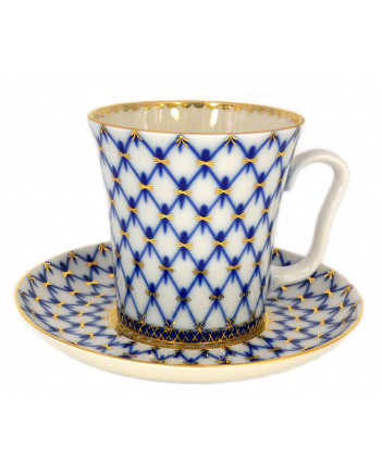 Mug with Saucer, 360 ml, Leningrad Shape, Cobalt Net Pattern — view 2