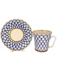 Mug with Saucer, 360 ml, Leningrad Shape, Cobalt Net Pattern — view 3