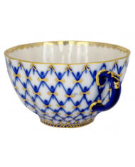 Teacup and Saucer, 250 ml, Tulip Shape, Cobalt Net Pattern — view 4