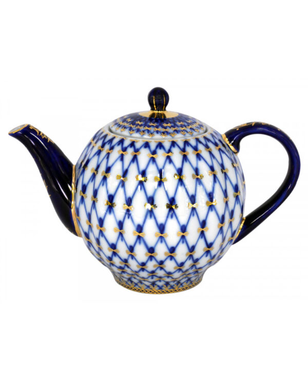 Teapot, 600 ml, Tulip Shape, Cobalt Net Pattern — view 2