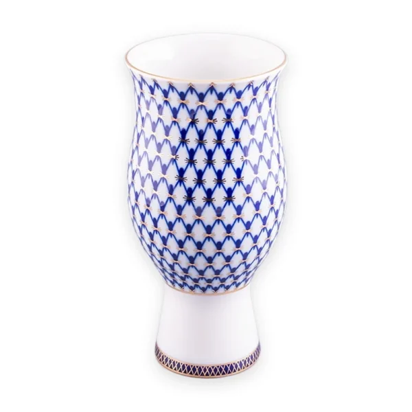 Flower Vase, 1480 ml, Flower Shape, Cobalt Net Pattern