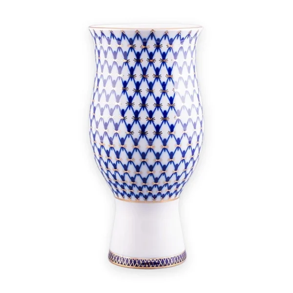 Flower Vase, 1480 ml, Flower Shape, Cobalt Net Pattern — view 2
