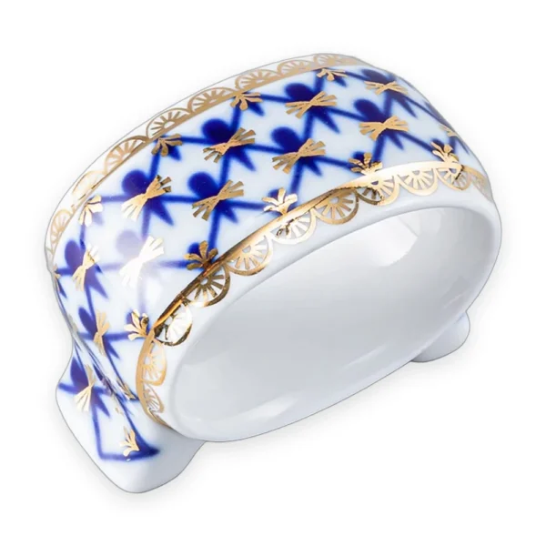 Napkin Ring, 5.6 x 2.9 cm, Youth Shape, Cobalt Net Pattern
