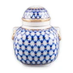 Tea Caddy, 350 ml, Ring Shape, Cobalt Net Pattern