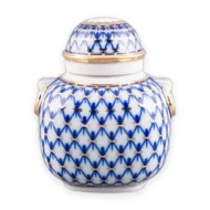 Tea Caddy, 350 ml, Ring Shape, Cobalt Net Pattern