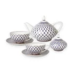 Tea set, Dome shape, Cobalt Net, 6 persons, 14 items