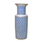 Flower Vase, 1200 ml, Cylinder Shape, Cobalt Net Pattern