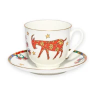 Coffee Cup and Saucer, 180 ml, Lily of the Valley Shape, New Year Tale Pattern - Image 6