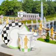 Coffee Cup and Saucer, 165 ml, May Shape, Peterhof Fountains: Grand Cascade Pattern - Image 8