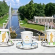 Coffee Cup and Saucer, 165 ml, May Shape, Peterhof Fountains: Grand Cascade Pattern - Image 9