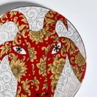 Decorative Plate, 19.5 cm, Ellipse Shape, Year of the Goat Pattern - Image 3