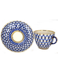 Coffee Cup and Saucer, 150 ml, Tulip Shape, Cobalt Net Pattern — view 3