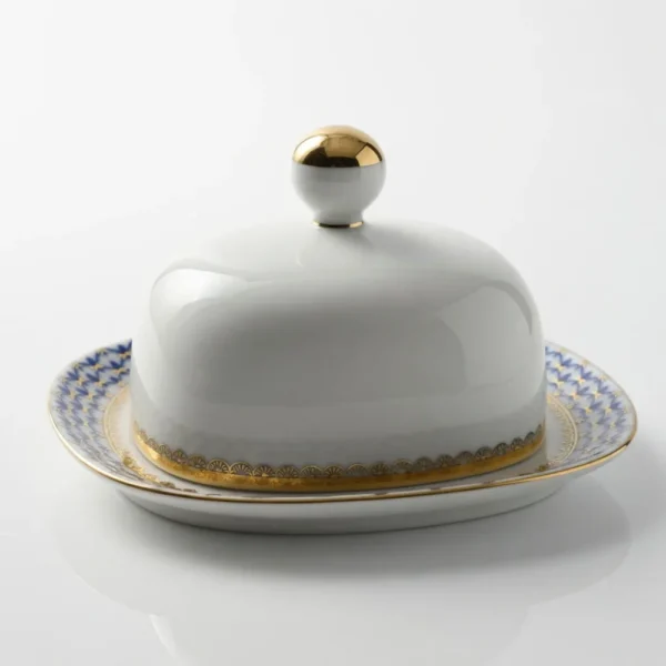 Butter Dish, 17.2 x 15.5 cm, Rectangular Shape, Cobalt Net Pattern — view 2